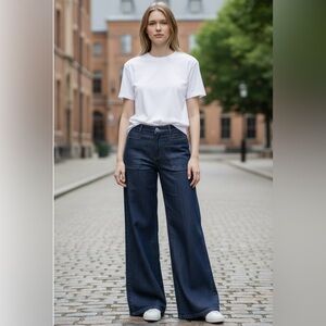 Joe’s Jeans Wide Leg Trouser Denim Pants Patch Pockets Dark Wash Women’s Size 27